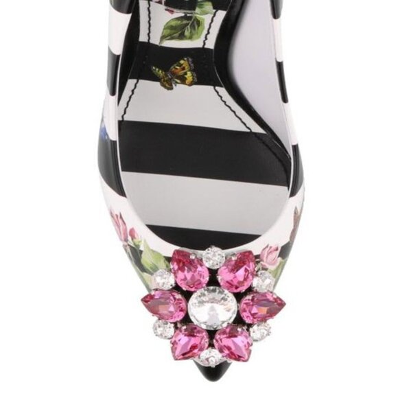 NWOT Dolce & Gabbana Floral Striped Heels - Picture 2 of 5